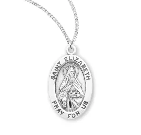 Patron Saint Elizabeth Oval Sterling Silver Medal - S943118